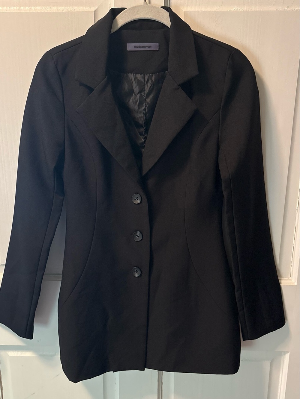Maniere de Voir black classic long designer work women’s blazer jacket 2 Xs